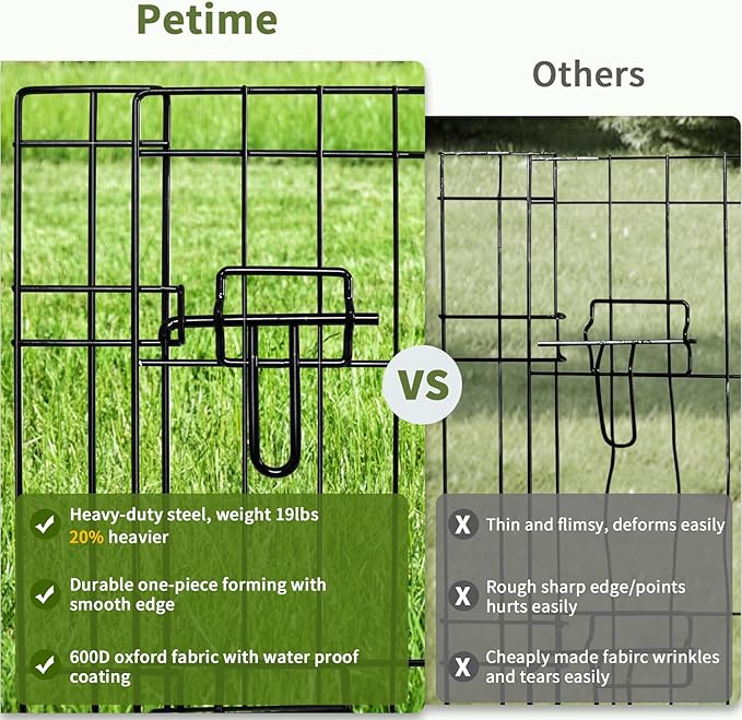 PETIME Foldable Metal Dog Exercise Pen/Pet Puppy Playpen Kennels Yard Fence Indoor/Outdoor 8 Panel 24" W x 30" H with Bottom Pad (with Bottom pad, 8 Panels 30" H)