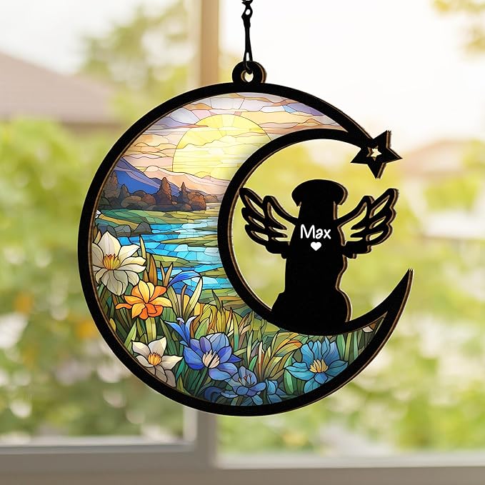 Chillever Labrador Retriever Memorial Suncatcher – Personalized Pet Loss Ornament, Custom Dog Remembrance Keepsake