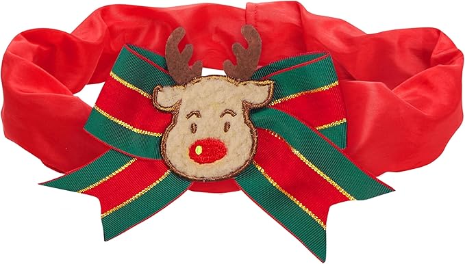 Blueberry Pet Christmas Reindeer Dog Collar Cover, Festival Fever Holiday Decorative Sleeve for Small, Medium & Large Dog Collars