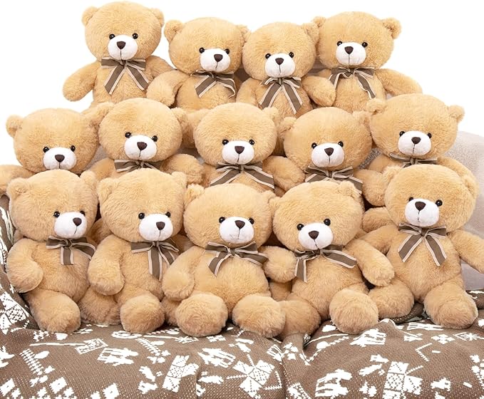 Tezituor Bulk Teddy Bears Stuffed Animal 14 Packs, Small Teddy Bear Bulk 12" for Baby Shower Decorations, Stuffed Bear Plush Toy for Wedding Birthday Christmas Party Decorations