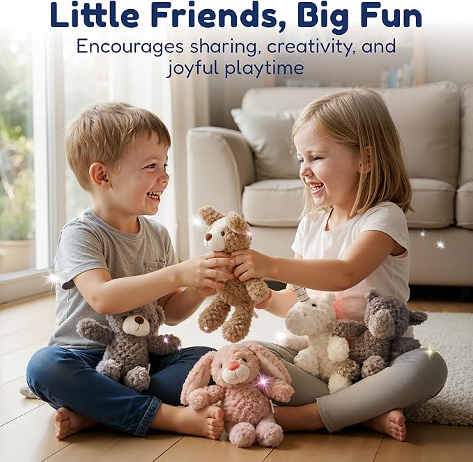 5 Set Animals and Teddy Bears - Plush Toys Bulk - Stuffed Animals for Kids - Baby Shower Small Bear Animal Assortment - Soft Pack of Stuffed Animals for Girls and Boys