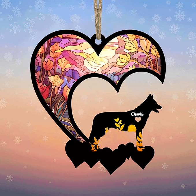 Lovely POD Czechoslovakian Wolfdog Suncatcher Ornaments, Personalized Czechoslovakian Wolfdog Memorial with Name, Dogs Loss Ornaments, Dog Remembrance Gift, Dog Memory, Loss of Dogs Sympathy Gifts