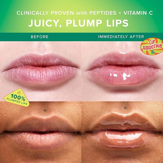 Farmacy Peptide Lip Smoothie - Hydrating Lip Balm with Vitamin C to Visibly Plump & Smooth Lines - Nourishing Treatment with a High-Gloss Finish - Pear Kiwi (10g)