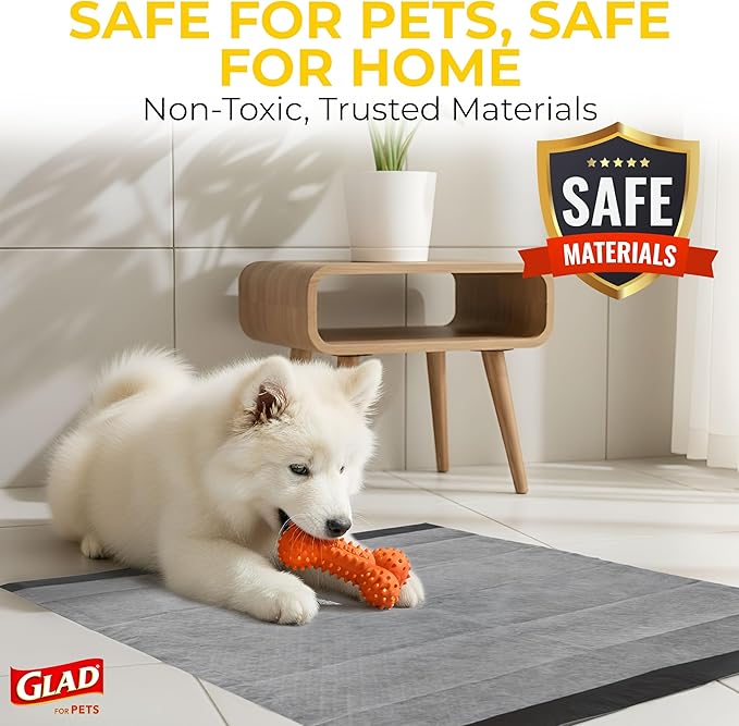 Glad for Pets Black Charcoal Puppy Pads - Super Absorbent Disposable Dog Pee Pads, Potty Training Pads, and Pet Supplies - Dog Pee Pads for Crate Training and Indoor Use 23" x 23" - 50 Count