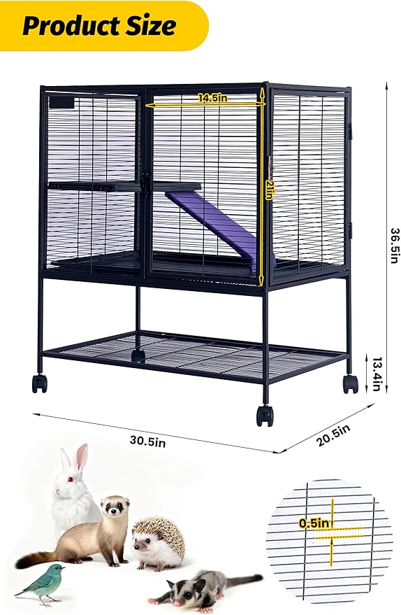 Garvee Small Animal Cage, 36 in H Deluxe Ferret Cage - 4 Tier Large Chinchilla Cage with Removable Ramp, Hammock,Removable Tray for Ferret, Chinchilla, Guinea Pig,Hamster