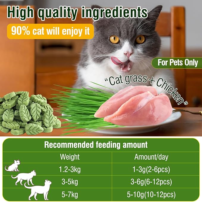100g/3.52oz Cat Grass Treats, Cat Grass Teething Stick for Hairball Remove and Teeth Cleaning, Edible Cats-Grass Stick Snack
