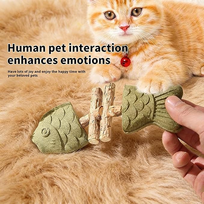 2026 Innovative Fish Bone Cat Toy - Dental Health Solution, Natural Catnip Chew Stick, Wooden Teeth Cleaning Tool, Durable Feline Dental Care Toy for Healthy Teeth
