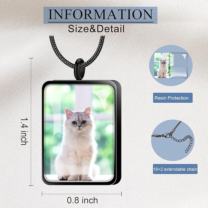 Fanery Sue Pet Ashes Necklace Cremation Jewelry Personalized Picture&Quote Memorial Gifts for Loss of Dog/Cat Urn Necklaces Pets Loss Sympathy Gift Keepsake for Women