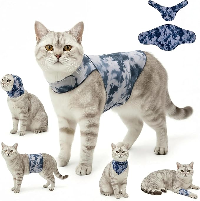 DAJIDALI® Modular Dog & Cat Anxiety Jacket, 2-Piece Calming Vest with Detachable Ear Hood, Silent Self-Adhesive Fabric, Thunder Relief & Post-Surgery Recovery Wrap