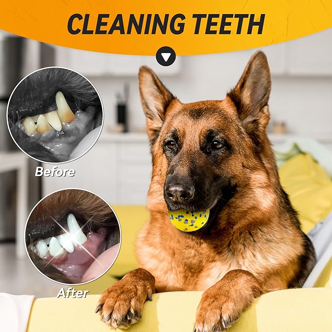 4Pcs Dog Balls, Tennis Balls for Dog Aggressive Chewers, for Large Medium Small Puppy, Training Catch&Fetch, Water Floats Toys, Yellow