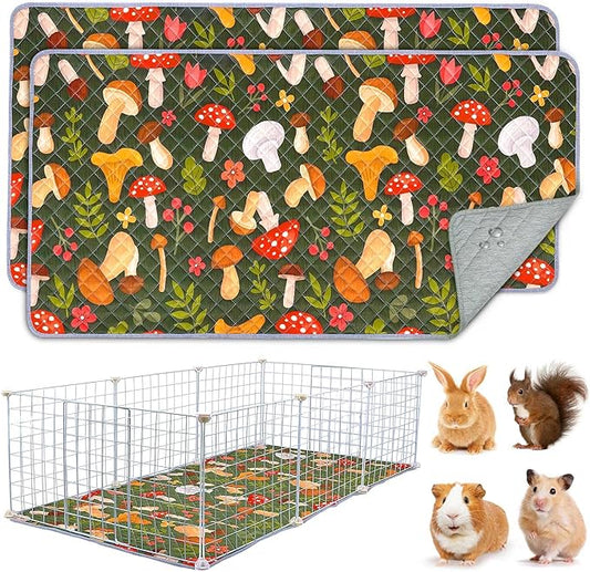 2 Pack Guinea Pig Bedding, Washable Guinea Pig Cage Liner Reusable Guinea Pig Mat Waterproof Guinea Pig Bedding for Cage, Super Absorbant Guinea Pig Pee Pads for Small Animals Hamster Rabbit Squirrel