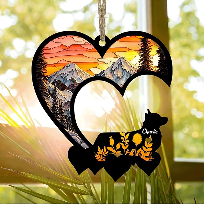 Lovely POD Corgi Suncatcher Ornaments, Personalized Corgi Memorial with Name, Dogs Loss Ornaments, Dog Remembrance Gift, Dog Memory Ornament, Loss of Dogs Sympathy Gifts