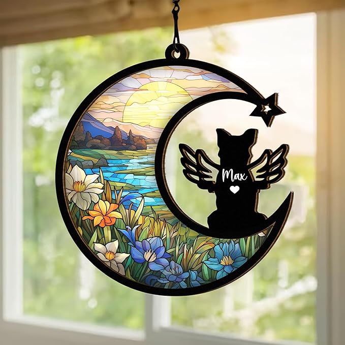 Chillever Mutt Dog Memorial Suncatcher – Personalized Pet Loss Ornament, Custom Dog Remembrance Keepsake