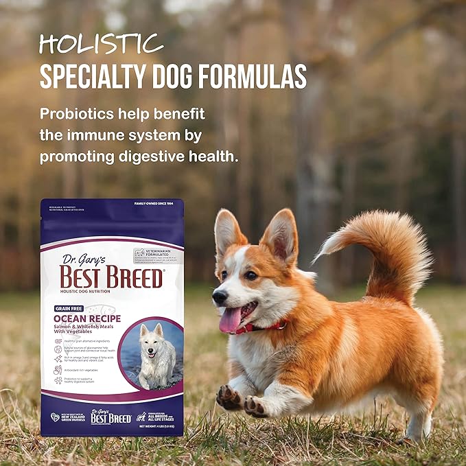 Dr. Gary's Best Breed Grain Free Ocean Recipe Slow-Cooked in USA, Natural Dry Dog Food for All Breeds and Sizes, 4lbs.