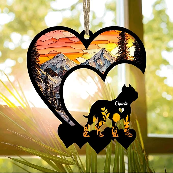 Lovely POD Presa Canario Suncatcher Ornaments, Personalized Presa Canario Memorial with Name, Dogs Loss Ornaments, Dog Remembrance Gift, Dog Memory Ornament, Loss of Dogs Sympathy Gifts