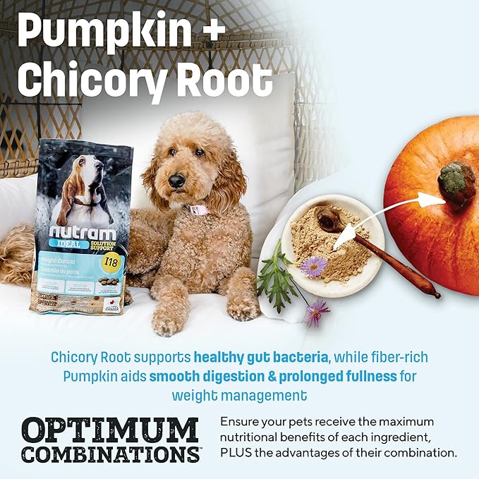 I18 Weight Management Dog Food - Chicken Dog Food with Peas, Pumpkin, Omega-3 Rich Salmon Oil & Green Lipped Mussel for Improved Mobility - Low Fat, High Fiber & High Protein Kibble (4.4 lb)