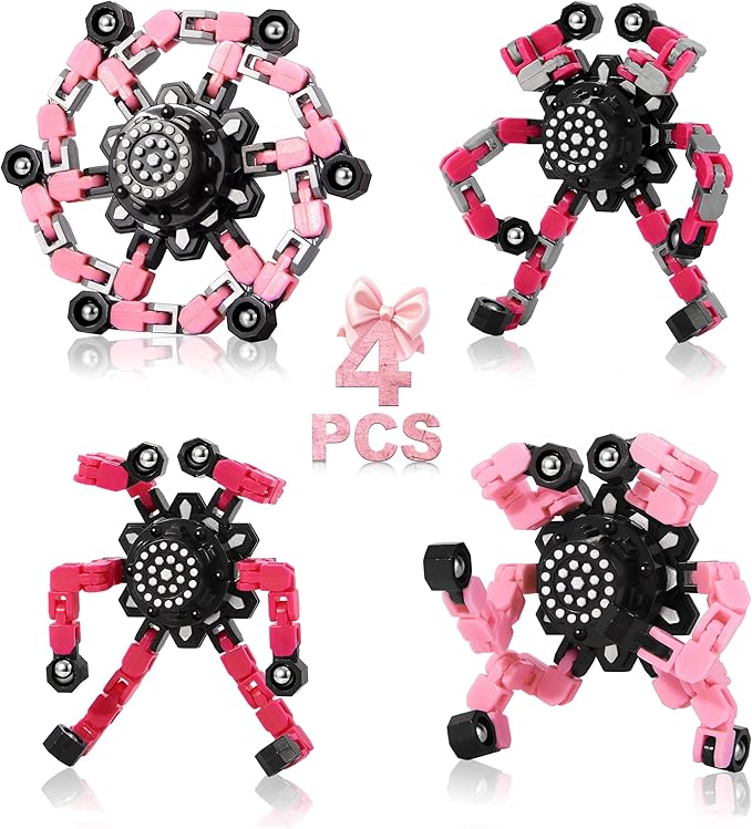 Stocking Stuffers Fidget Toys for Teen Girls, Kids Christmas Toys Gifts for Girls Ages 3, 4, 5, 6, 7, 8, 9, 10, 11, 12 +Years Old, Pink Transformable Fidget Spinners for Women Men