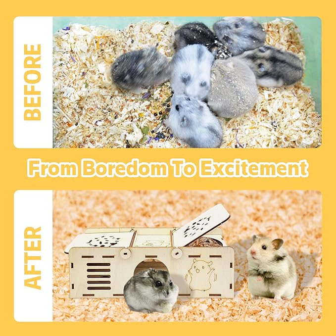 Guinea Pig Foraging Toys, Small Animals Hide Treats Foraging Puzzle Toys,Wooden Foraging Game Interactive Enrichment Toy for Rabbits, Hamsters, Bunny, Chinchillas, Rats and Gerbils