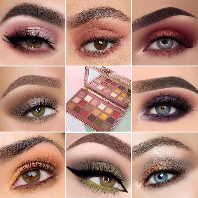 Prism Makeup Matte Eyeshadow Palette Pro 18 Colors Pigmented Shimmer Glitter Eye Shadow Palette, Blendable Long Lasting Waterproof Makeup Cosmetics Halloween Makeup Kit (02# Solitude)