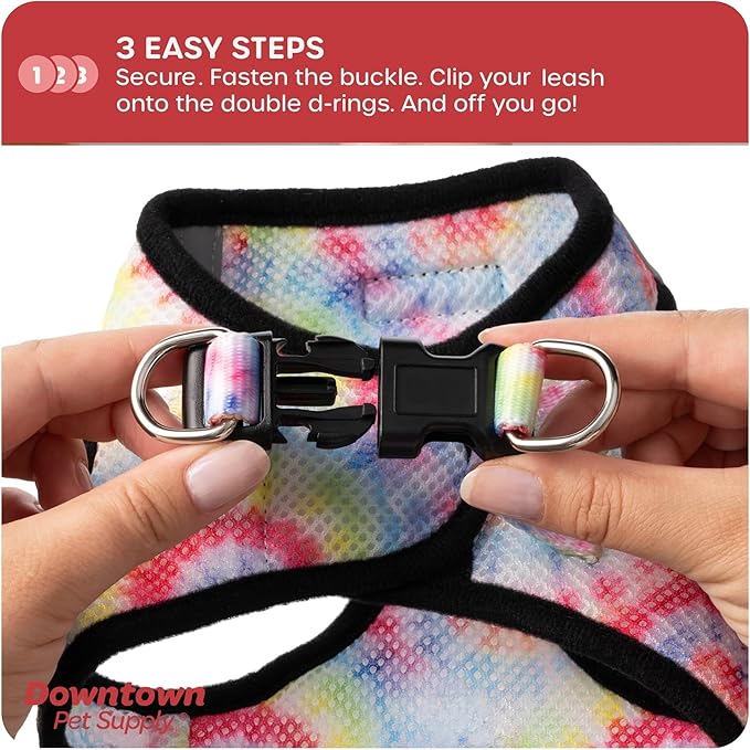 Downtown Pet Supply Step-in Dog Harness – No Pull, Adjustable Padded Mesh with Reflective Trim, Secure Buckle Strap – Comfortable & Breathable Small Dog Harness, X-Large, Tie Die