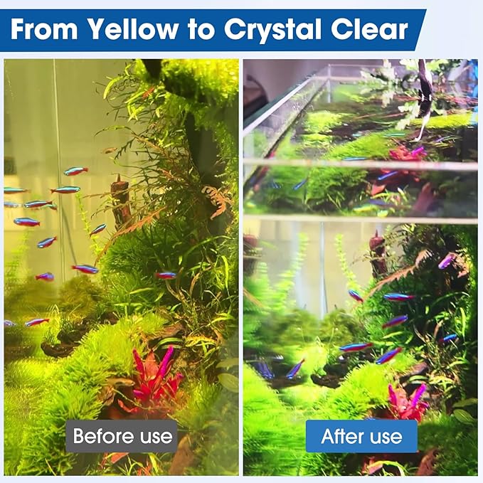 Aquarium Filter Resin for Water Purification, 3 Bags x 200ml, Tannin Remover, Odor Eliminator for Crystal Clear Water