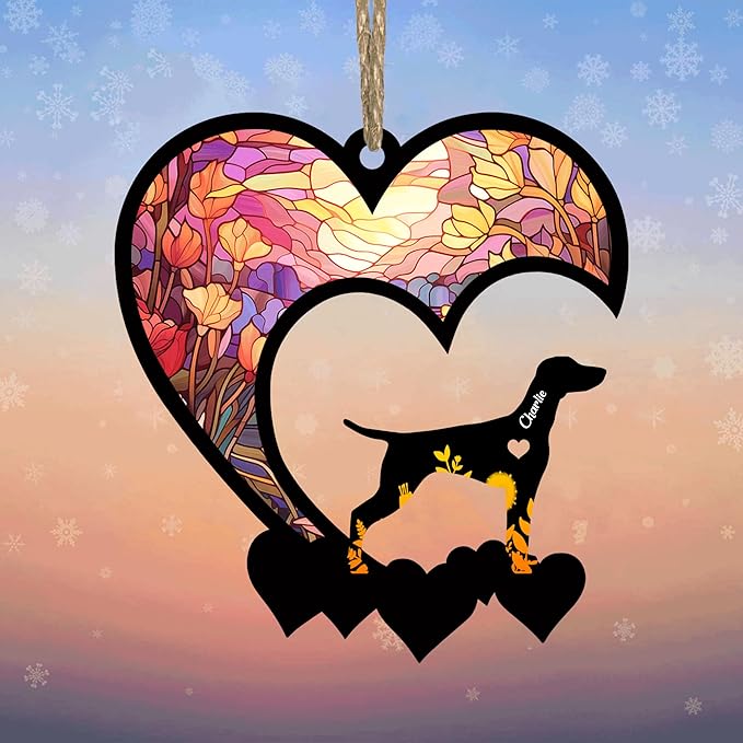 Lovely POD Vizsla Suncatcher Ornaments, Personalized Vizsla Memorial with Name, Dogs Loss Ornaments, Dog Remembrance Gift, Dog Memory Ornament, Loss of Dogs Sympathy Gifts