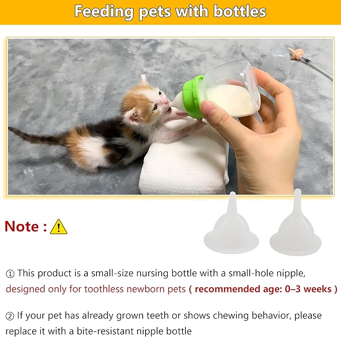 Pet Feeding Bottle and Syringe Set for Puppies and Kittens(1 Bottles,2 Syringes,6 Nipples) Green