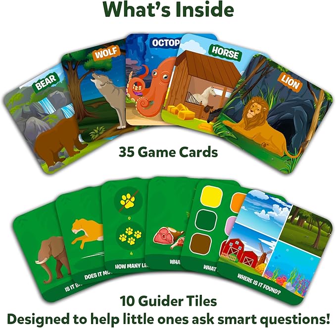 Skillmatics Guess in 10 - Animal Kingdom, Card Game for Preschool Kids, Girls & Boys, Fun Travel Game & Gifts for Ages 3, 4, 5, 6