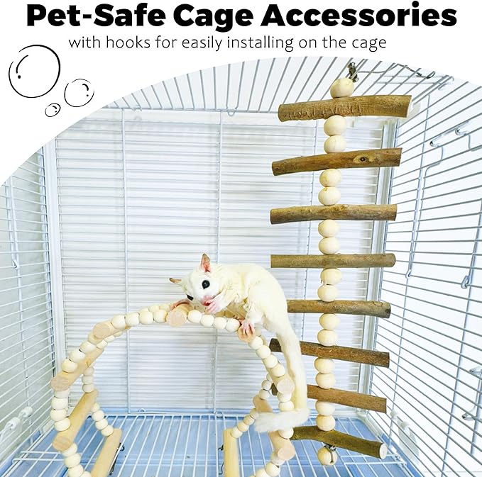 2Pcs Sugar Glider Ladder Climbing Ladder Toys, Enrichment Activity Sugar Glider Cage Accessories, Stimulating Hanging Small Pet Climbing Ropes for Rats, Hamster Parrots and Budgies