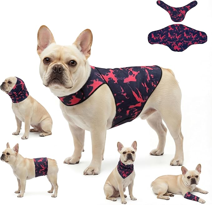 DAJIDALI® Modular Dog & Cat Anxiety Jacket, 2-Piece Calming Vest with Detachable Ear Hood, Silent Self-Adhesive Fabric, Thunder Relief & Post-Surgery Recovery Wrap