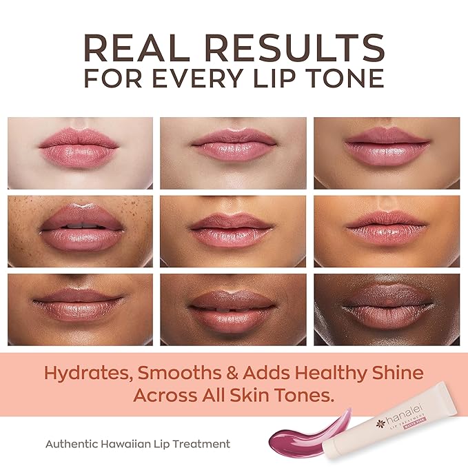 Hanalei Lip Treatment for Dry, Chapped Lips – Intensive Overnight Moisturizer with Kukui Oil, Shea Butter & Grapeseed Oil – Hydrating Balm for Healing Cracks – Mauve Pink Tint, 15g – Cruelty-Free