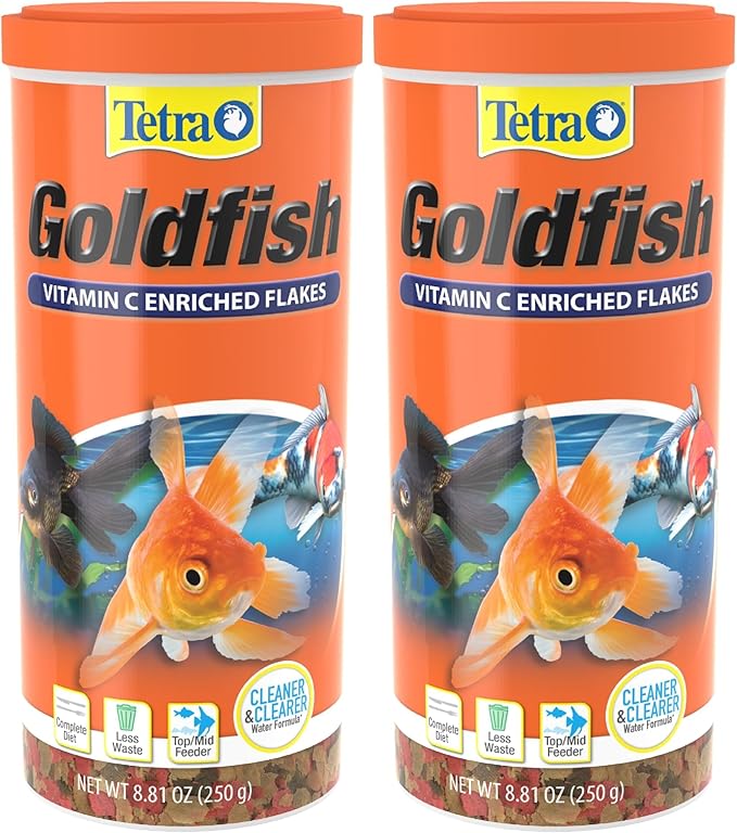 Tetra Goldfish Flakes, Nutritionally Balanced Diet for Aquarium Fish, Vitamin C Enriched Flakes, 8.81 Ounces (Pack of 2)