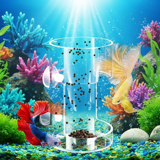 2PCS Orbicular Fish Tank Feeding Tray with Suction Cup, Acrylic Clear Fish Tank Accessories, Preventing Food Scattering Reduced Filter Clogging Tanks Suitable for All Kinds of Food Tanks Accessories