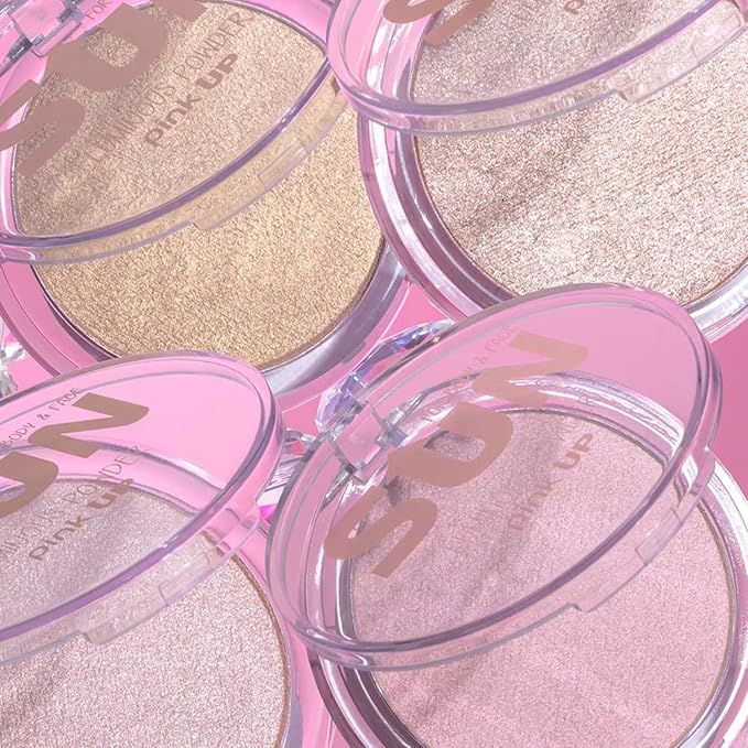 Pink Up | Luminous Powder| Highlighter | Enhances glow & defines features | Light-reflecting finish for radiant skin | Highlighter makeup | Makeup | Silky texture | Star | Model PKIP02