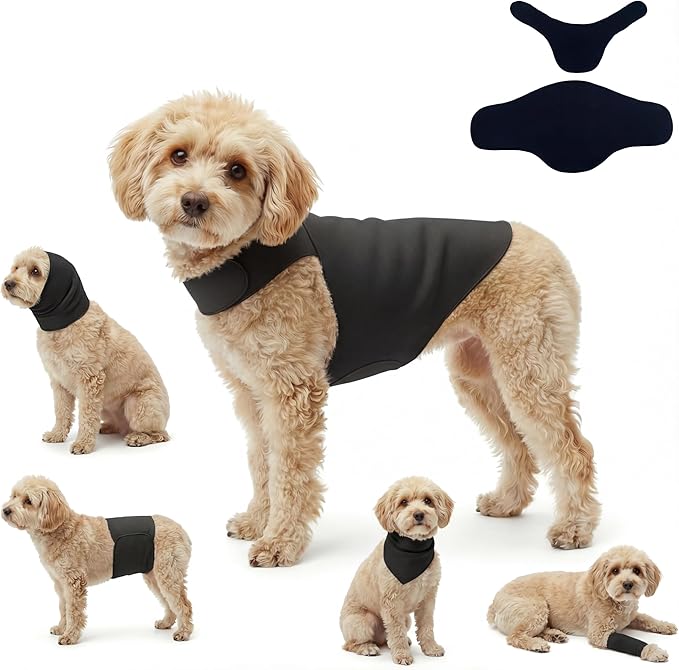 DAJIDALI® Modular Dog & Cat Anxiety Jacket, 2-Piece Calming Vest with Detachable Ear Hood, Silent Self-Adhesive Fabric, Thunder Relief & Post-Surgery Recovery Wrap
