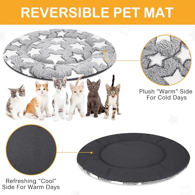 VitalCozy 4 Pcs Winter Dog Crate Pads, Ultra Soft Warm Washable Dog Cat Bed Mat for Pet Crate Comfortable Replaceable Reversible Kennel Pad for Small, Medium, Large Dogs (Dia 16 Inch,Gray)