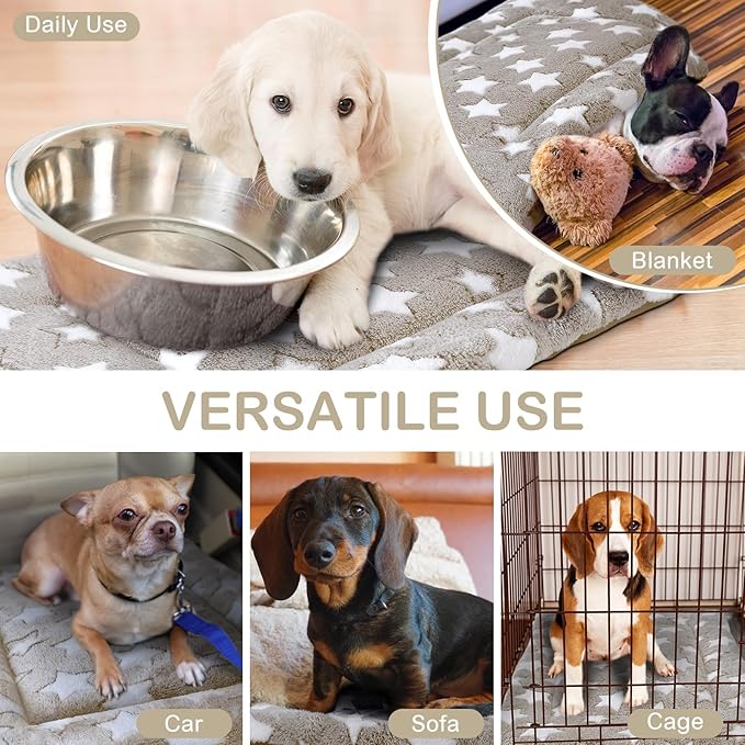 VitalCozy 4 Pcs Winter Dog Crate Pads, Ultra Soft Warm Washable Dog Cat Bed Mat for Pet Crate Comfortable Replaceable Reversible Kennel Pad for Small, Medium, Large Dogs(18 x 24 x 1.6 Inch,Apricot)