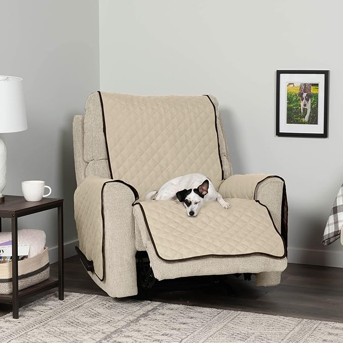 Furhaven Water-Resistant & Reversible Recliner Chair Cover Protector w/ Side Pockets for Dogs, Cats, & Children - Two-Tone Pinsonic Quilted Living Room Furniture Cover - Espresso/Clay, Recliner