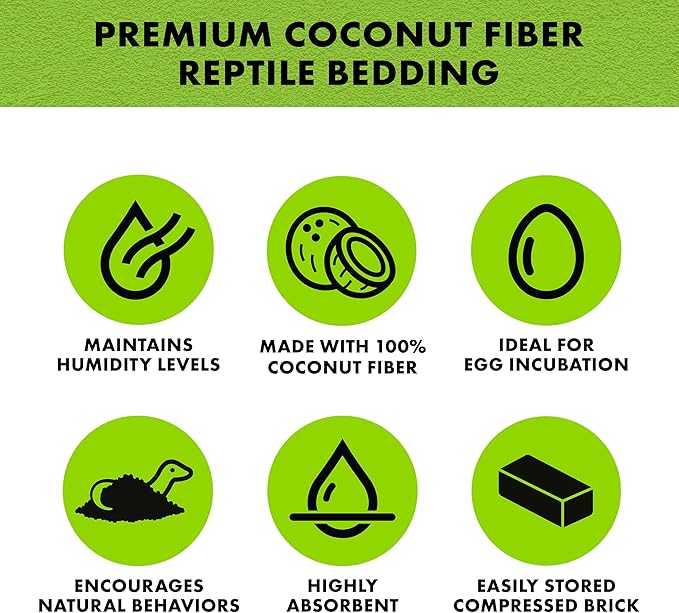 Zilla Coconut Husk Brick, Organic Bedding for Reptiles, Made with 100% Coconut Fiber, Ideal for Tropical Habitats and Egg Incubation (Pack of 2)