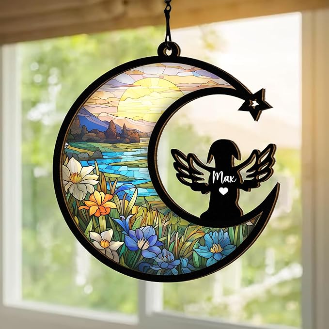 Chillever Custom American Foxhound Memorial Suncatcher – Custom Dog Breed Ornament, Pet Loss Gift, Sympathy Suncatcher