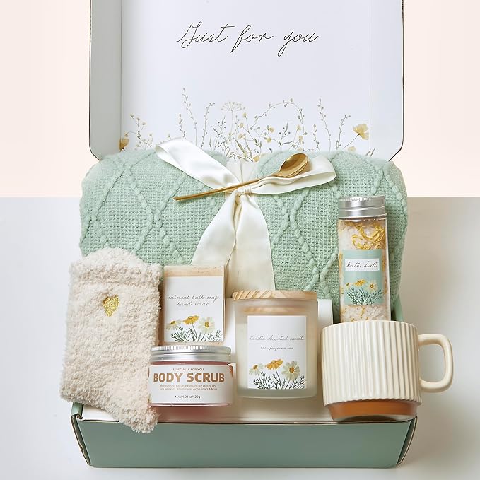 Get Well Soon Gift Basket for Women – Birthday Spa Self Care Care Package, Hug in a Box Gifts for Women, Inspirational New Mom & Best Friend Gifts