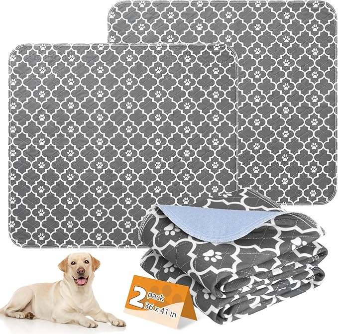 KOOLTAIL Washable Pee Pads for Dogs, 2 Packs Super Absorbent Leakproof & Non-Slip Dog Pee Pad Extra Large, Reusable Puppy Training Pads Waterproof, Pet Mat Rug for Whelping,Floor,Crate,Cats, 36"x41"