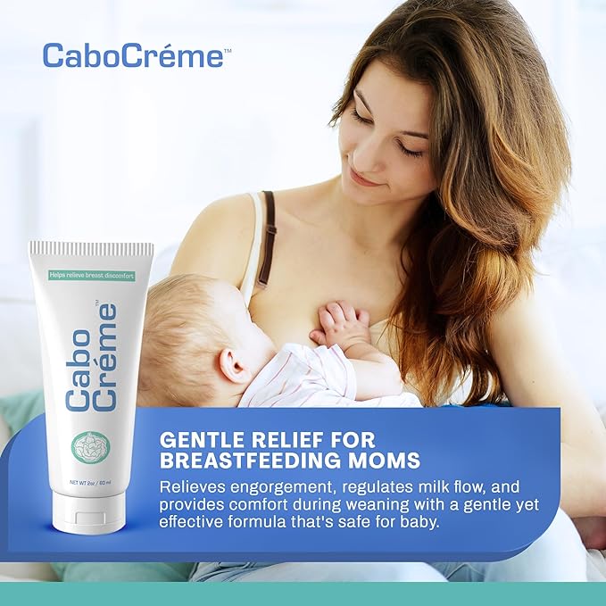 CaboCréme Cabbage Breast Cream for Tenderness & Engorgement Relief, Breastfeeding Weaning Support - Dry Up Breast Milk - Postpartum Essential - OB-GYN Created & Breastfeeding Mother-Approved, 2-pack