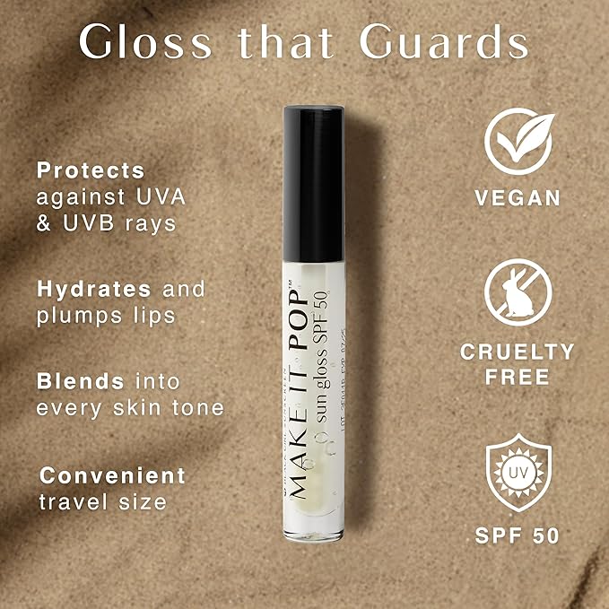 BLACK GIRL SUNSCREEN Make It Pop Sungloss for Women - SPF 50 Lip Gloss, Sunscreen Sungloss, Sun Protection for Skin, Hydrating & Moisturizing Care, Adds Shine - Clear Skies, 0.13 fl oz