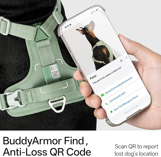 All-Weather No Pull Dog Harness Reflective Vest Harness QR Code Anti-Lost Adjustable Quick-Release Buckle Soft Padded Breathable Harness for Small Medium Large Dog (Super Reflect-Earth, L)