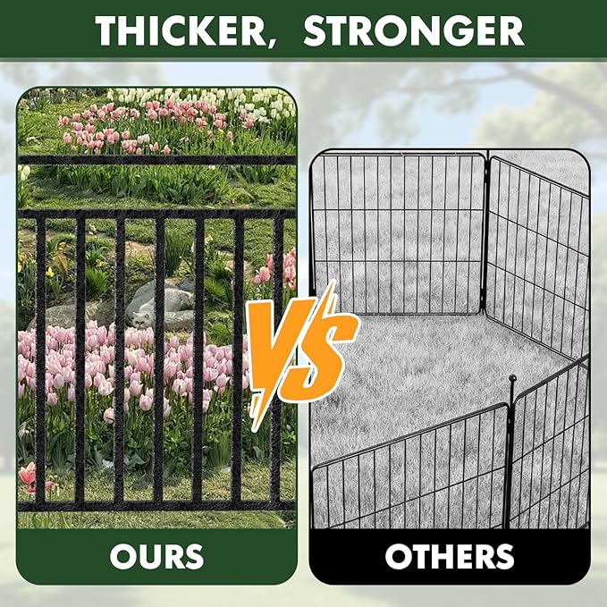 Durable Dog Fence 32" Height 32 Panels Thickened Dog Playpen with Portable Handle & Strap, Easy to Install – Stylish Curved Panel Design for Pets, Indoor Use Outdoor Use