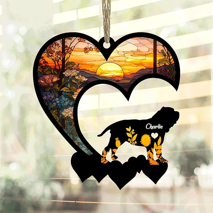 Lovely POD Neapolitan Mastiff Suncatcher Ornaments, Personalized Neapolitan Mastiff Memorial with Name, Dogs Loss Ornaments, Dog Remembrance Gift, Dog Memory Ornament, Loss of Dogs Sympathy Gifts