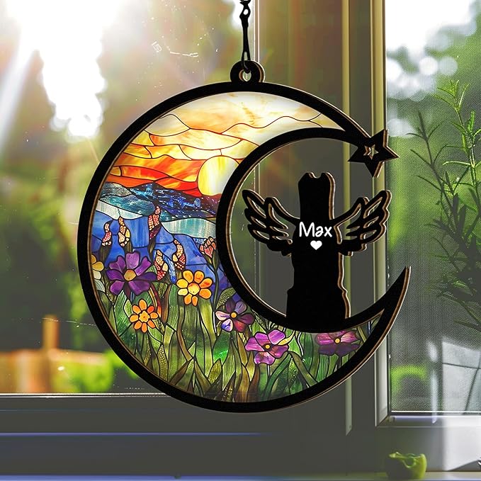 Chillever Cane Corso Memorial Suncatcher – Custom Dog Loss Ornament, Sympathy Gift for Dog Lovers