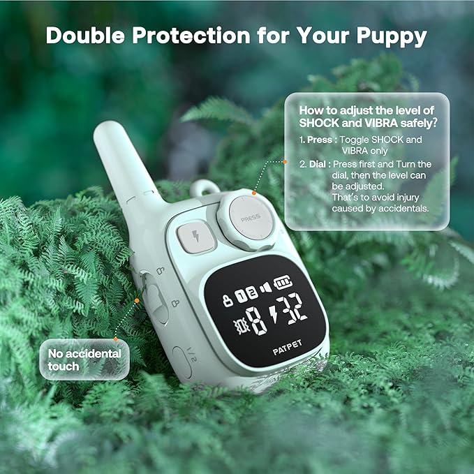 PATPET Dog Training Collar - IPX7 Waterproof Static Collar for 8-100lbs Small Medium Large Dogs, 1800ft Rechargeable Dog Trainer, 3 Safe Modes, Blue