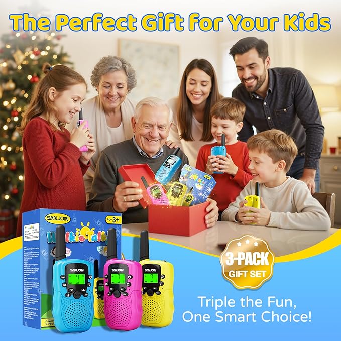 Walkie Talkies for Kids Rechargeable, 2000 mAH Last 3-4 Days 2 Way Radios Toys for 3-12 Year Old Boys Girls to Outside, Camping, Hiking Christmas Birthday Holiday Stocking Stuffers Presents